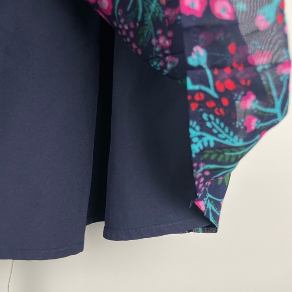 ModCloth Navy Pleated Multicolor Floral Lined Skirt - Picture 4 of 7